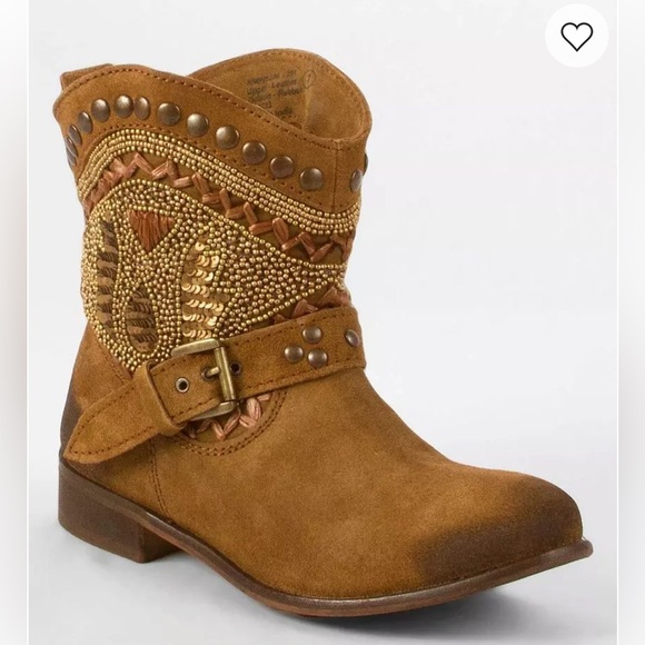 naughty monkey Shoes - Naughty Monkey Lysander suede leather embellished cowgirl booties size 6.5